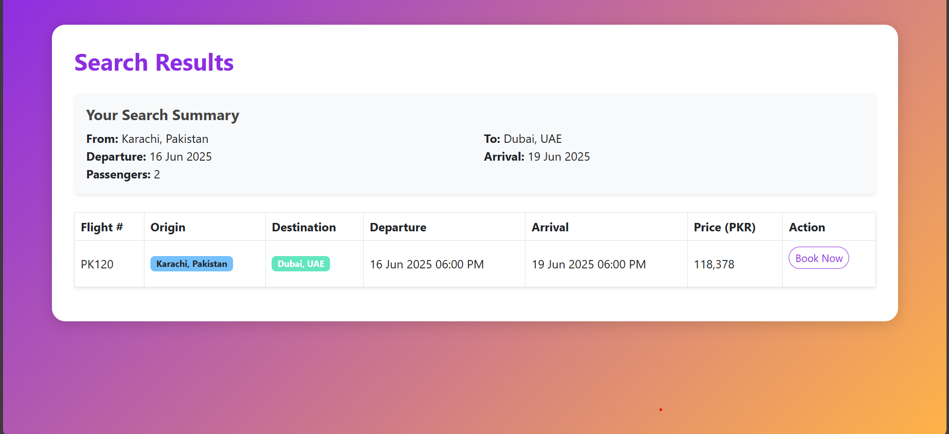 Flight Booking Screenshot 4